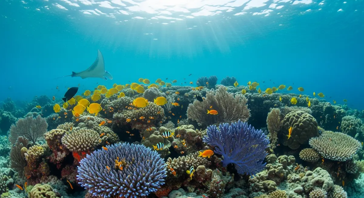 Book Yacht Komodo in Komodo National Park — a vibrant coral reef and marine life in clear