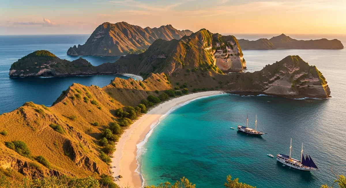Padar Island three-bay viewpoint at sunrise, Komodo National Park